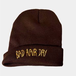 BROWN “BAD HAIR DAY” KNIT CAP. NEW